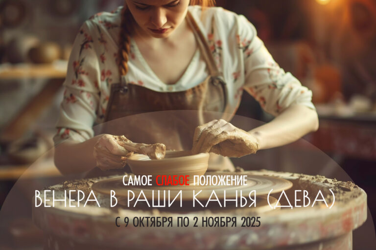 Ослабление Венеры в раши «Канья» (Дева) с 9 октября по 2 ноября 2025